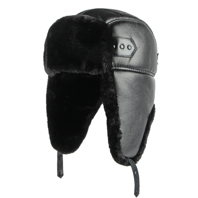 Trapper Hat Ear Flap - HT4002 New PU Leather Russian Hat