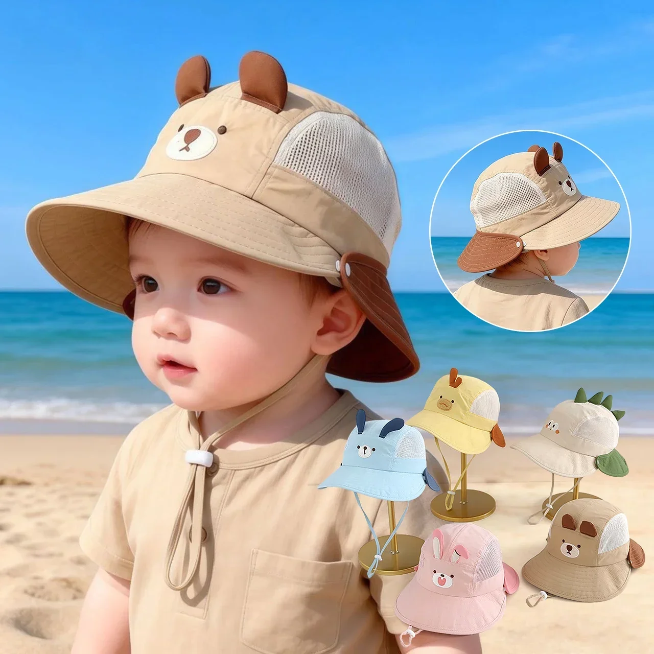 Visor Sun Hat - Baby Cartoon Bear Rabbit Ear Sun