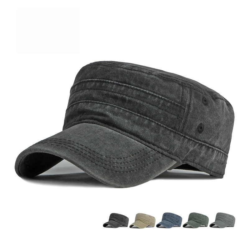 Snapback Hat Flat - Spring Summer Short Brim Army Hat