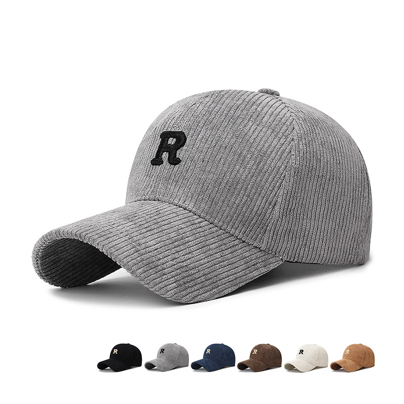 Baseball Cap Structured - Corduroy Baseball Cap with 3D Embroidered