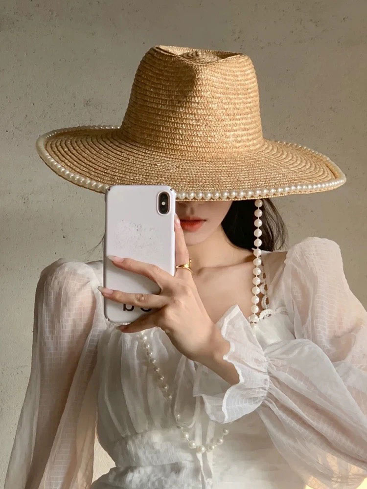 New Summer Fashion Pearl Chain - Cowboy Hat Straw review and price